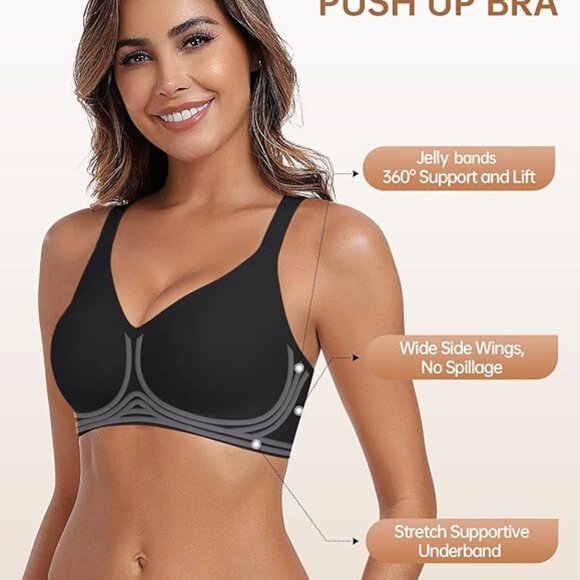 Womens Size XX-Large Full Coverage Wireless Bra Push up Seamless Bralettes - Picture 3 of 12